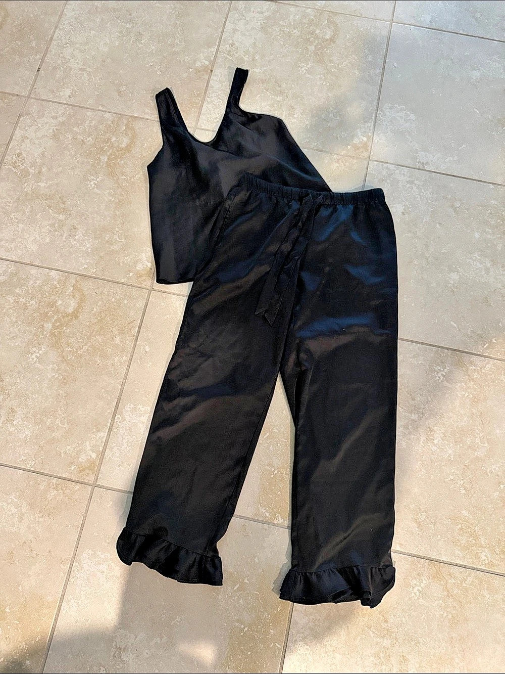 Victoria's Secret Black Ruffle Jumpsuit Size Small Like New